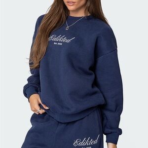 Edikted Get Edikted Sweatshirt in Navy - Small